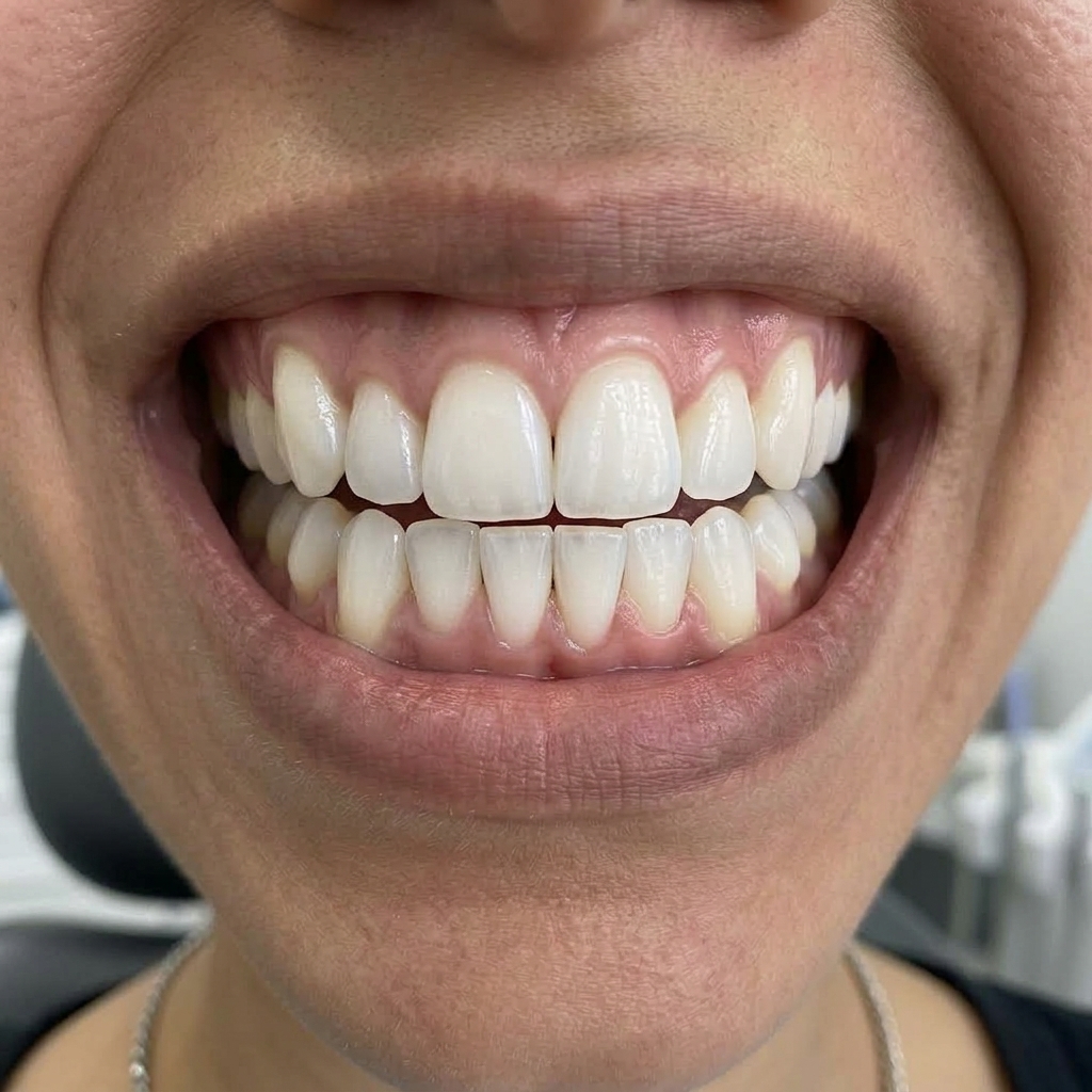 Perfectly aligned straight smile after treatment
